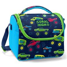Coral High Erkek Çocuk Beslenme Çantası - Lacivert Mavi Yeşil Araba - Termal Astarlı