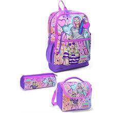 Coral High Kids Pembe Mor Fashion Girl Desenli 3lü Okul Çanta Seti SET0123755