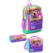 Coral High Kids Sarı Pembe Sevimli Köpek Desenli 3lü Okul Çanta Seti SET0123752