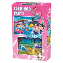 Star Puzzle 2x50 Parça Çocuk Puzzle - Flamingo Partisi