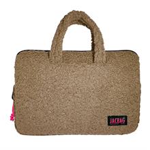 Jacbag Teddy Peluş Bej/Pembe Kız Çocuk Notebook Laptop ve Evrak Çantası