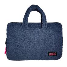 Jacbag Teddy Peluş Gri/Pembe Kız Çocuk Notebook Laptop ve Evrak Çantası