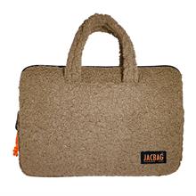 Jacbag Teddy Peluş Bej/Turuncu Kız Çocuk Notebook Laptop ve Evrak Çantası