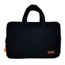 Jacbag Teddy Peluş Siyah/Turuncu Erkek Çocuk Notebook Laptop ve Evrak Çantası