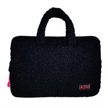 Jacbag Teddy Peluş Siyah/Pembe Kız Çocuk Notebook Laptop ve Evrak Çantası