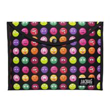 Jacbag Emoji Çok Renkli Kadın A4 Çıtçıtlı Dosya Defter Tablet ve Evrak Çantası